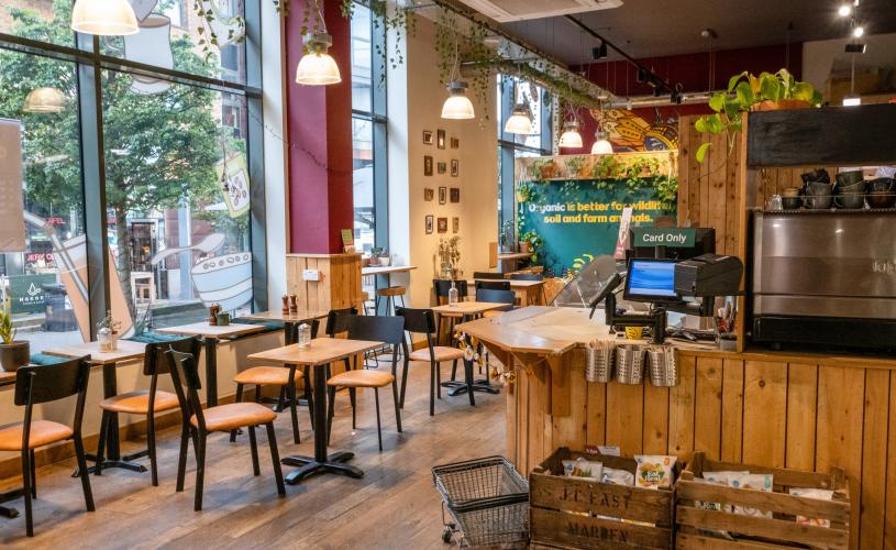 Interior of Better Food cafe in Wapping Wharf - Credit Better Food