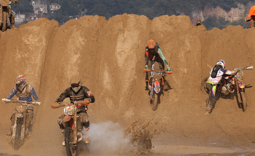 A group of motorcyclists on the beach at Weston-super-Mare near Bristol - credit Visit Weston