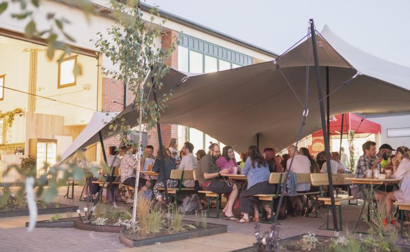 People sitting outside the Wiper & True Taproom in Old Market, East Bristol - credit Wiper and True