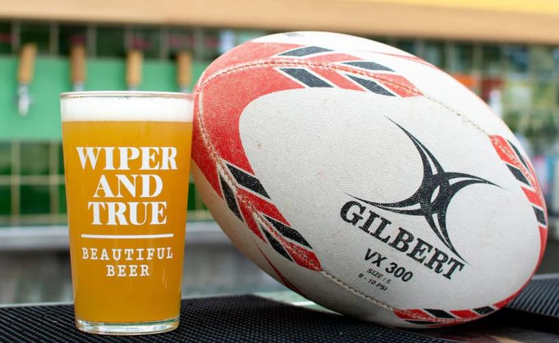 Wiper and True beer and rugby ball