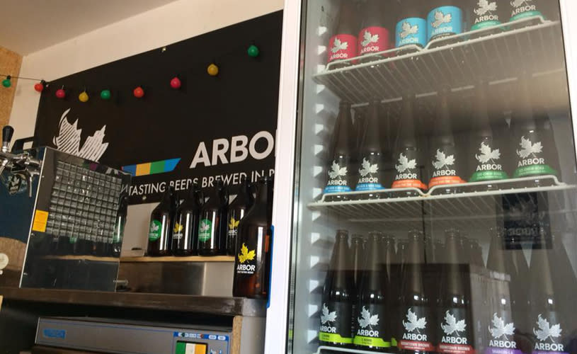 Beers in fridge at Arbor brewery