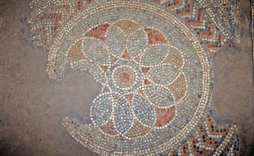 An ancient mosaic in the Kingsweston Roman Villa in North Bristol - credit Bristol Museums