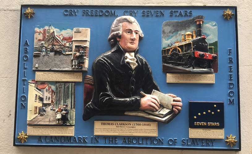 Thomas Clarkson plaque on Seven Stars pub in Redcliffe, Bristol