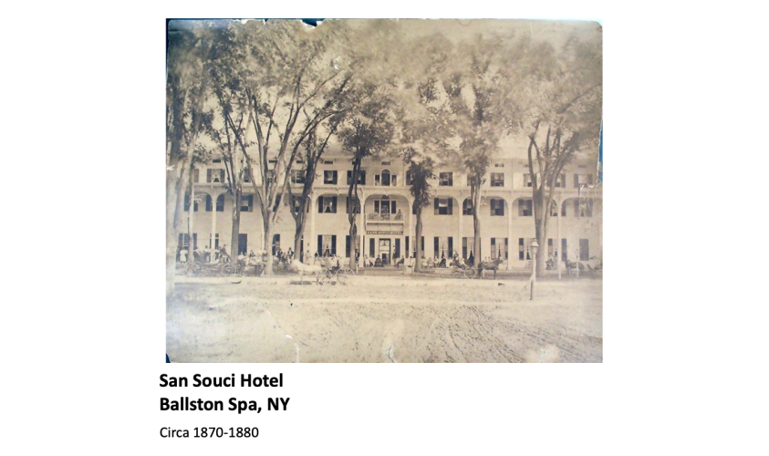 San Souci hotel in sepia tones