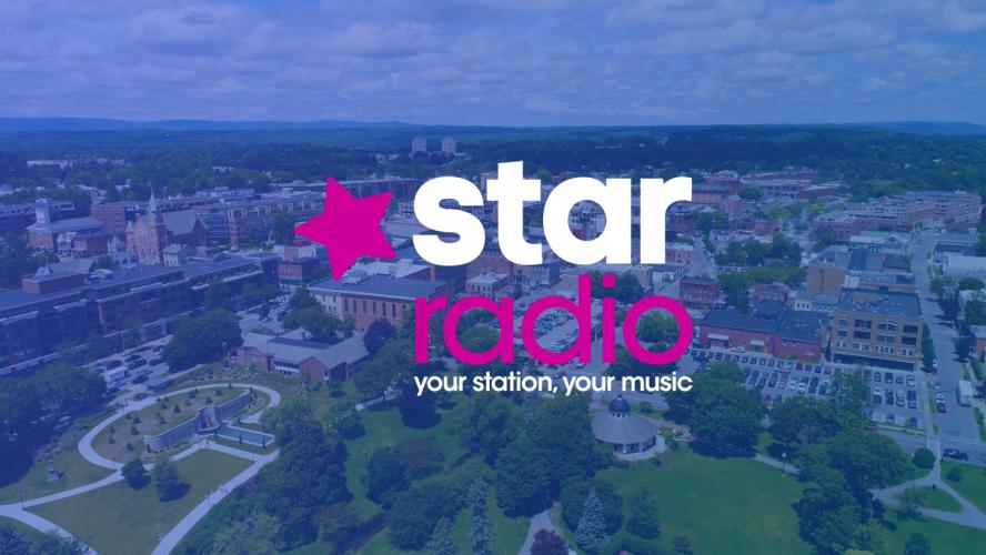 Star Radio logo superimposed over city photo