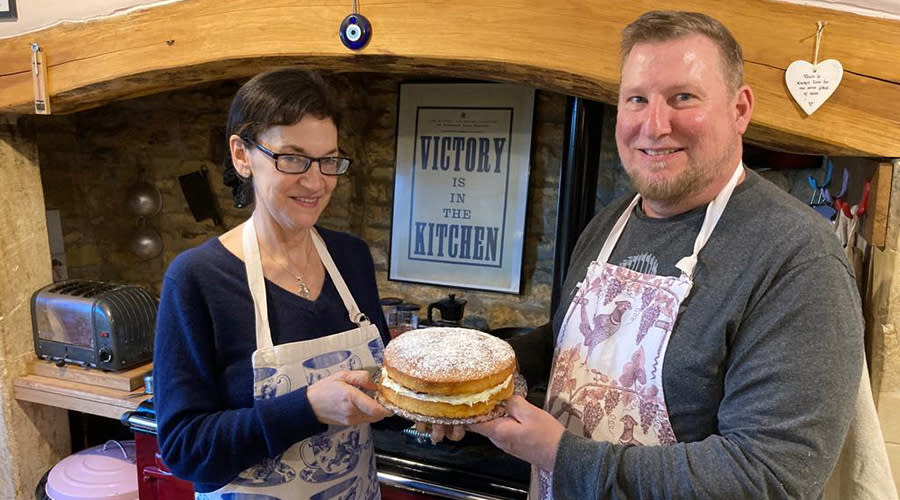 Couple enjoying a baking experience
