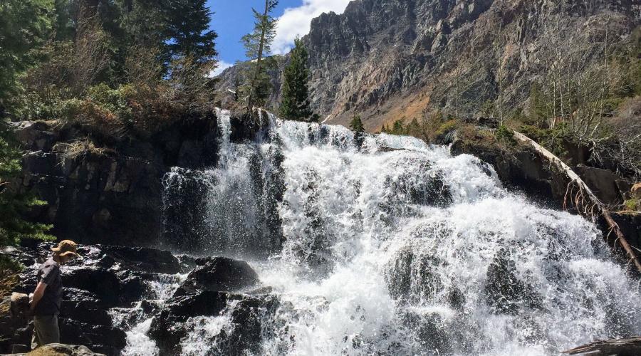 Lundy Canyon trail waterfall