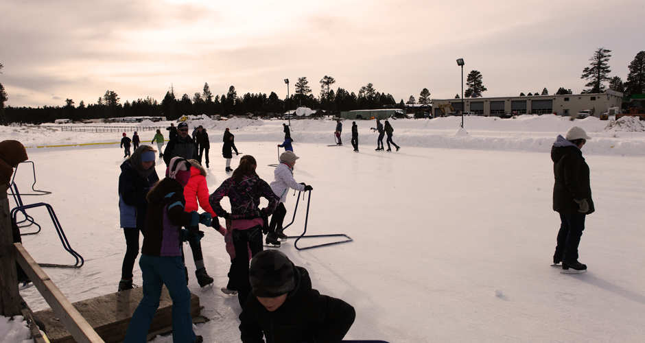Outdoor ice skating rink at Bryce Canyon