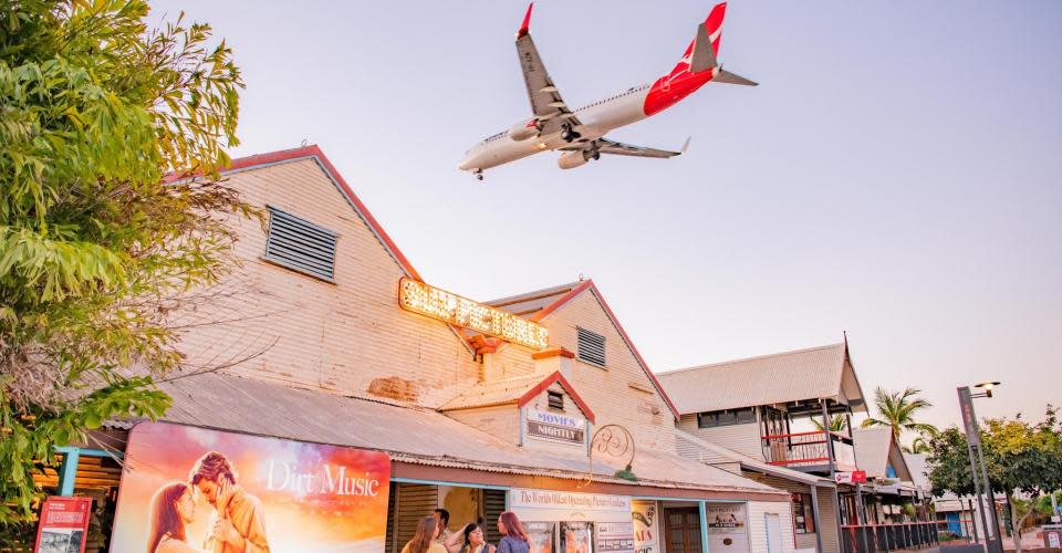 Airplane approaching Broome International Airport over Chinatown Broome.