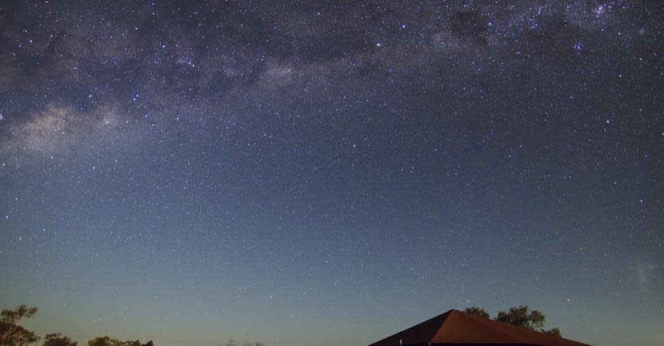 Safari Tents at Karijini National Park with night sky in background.