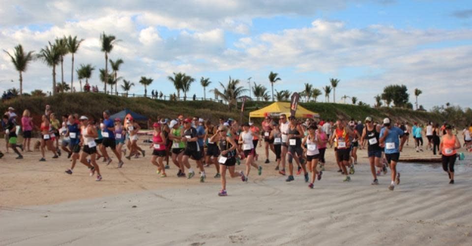 Runners at the Broome International Airport Cable Beach Marathon.