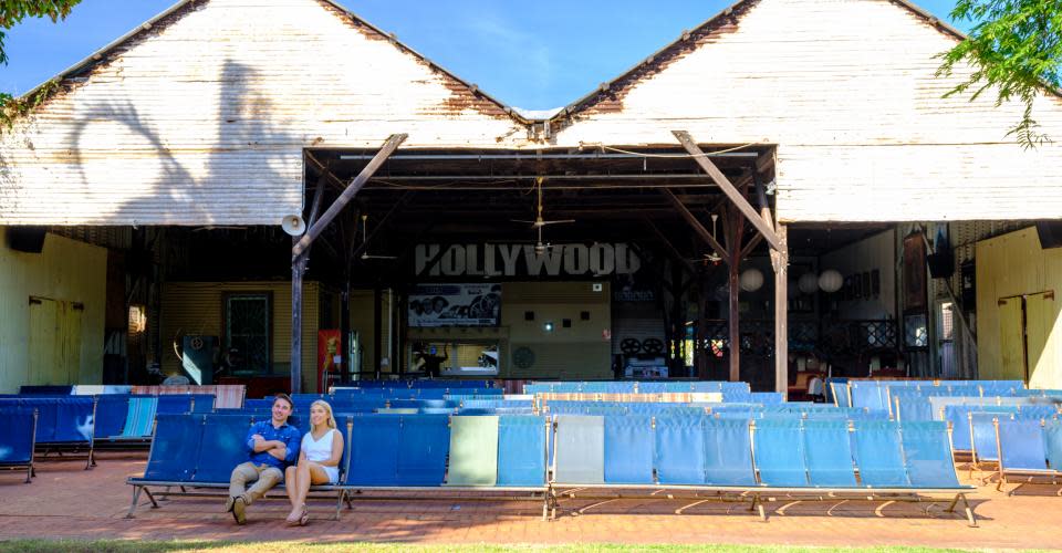 People sitting in the front row of Sun Pictures, Broome