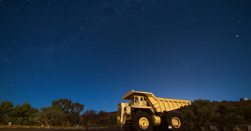 Tom Price information bay truck with night sky in the background