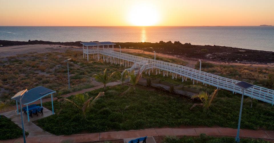 Boardwalk to the sunset at Point Samson on the Pilbara Coast