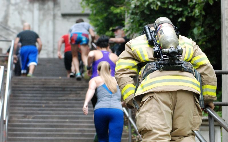 Runners on Galena's historic 200-step Green Street staircase