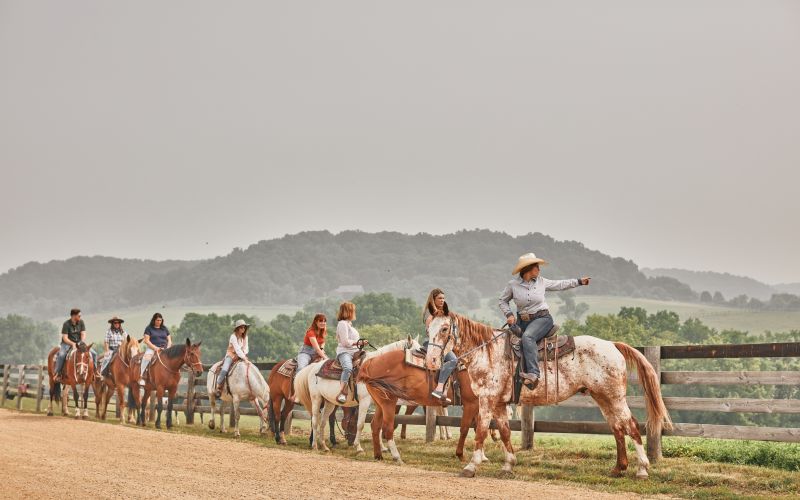 Horseback trail ride at Shenandoah Riding Center at Eagle Ridge Resort, Galena