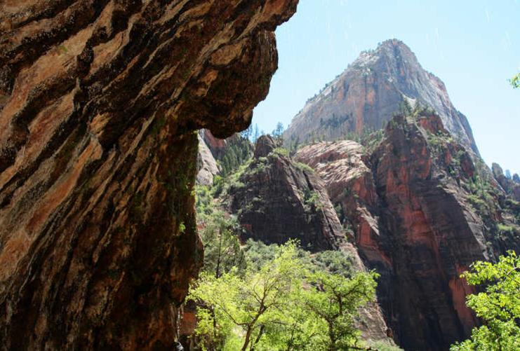 Weeping Rock formation in Zion National Park from the Weeping Rock Trail.