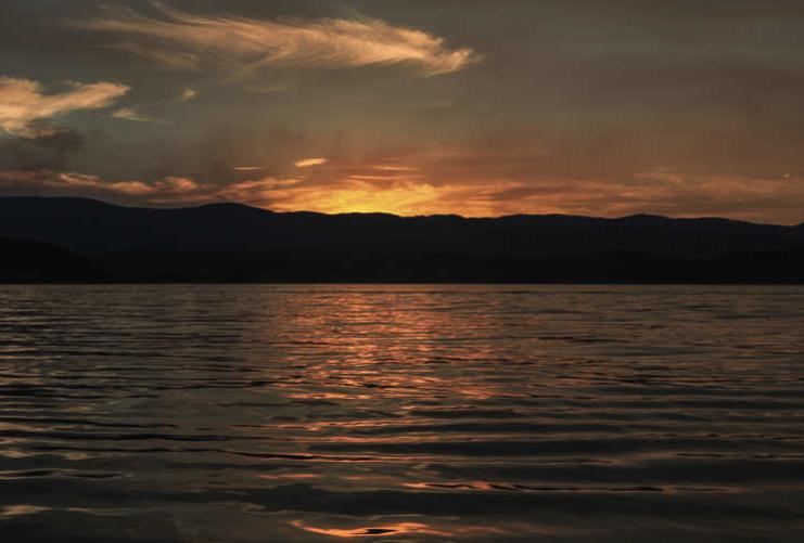 Sunset over a lake in Utah