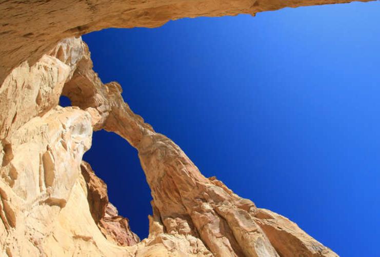 View below Grosvenor Arch in Utah