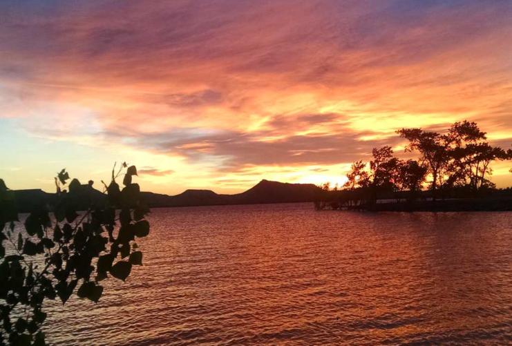 Sunset over reservoir in Utah