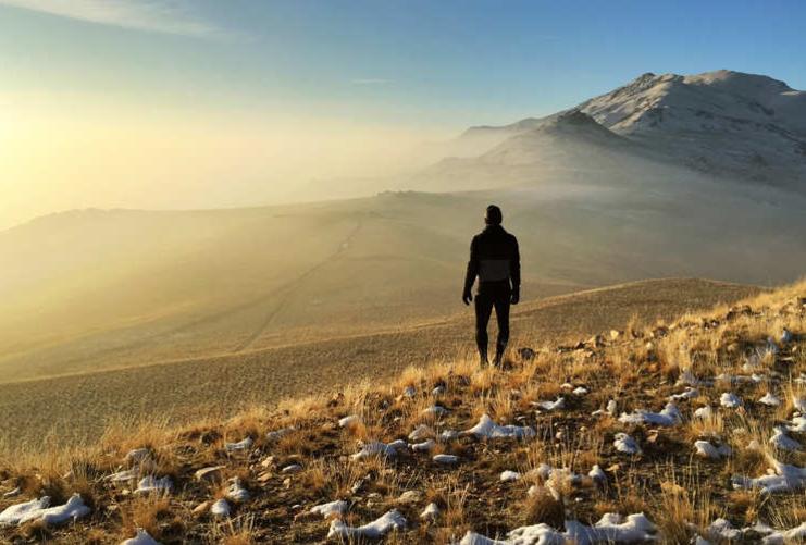 Hiker at Antelope Island
