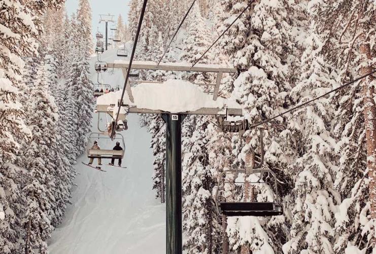 Snowy ski lift at a Utah resort