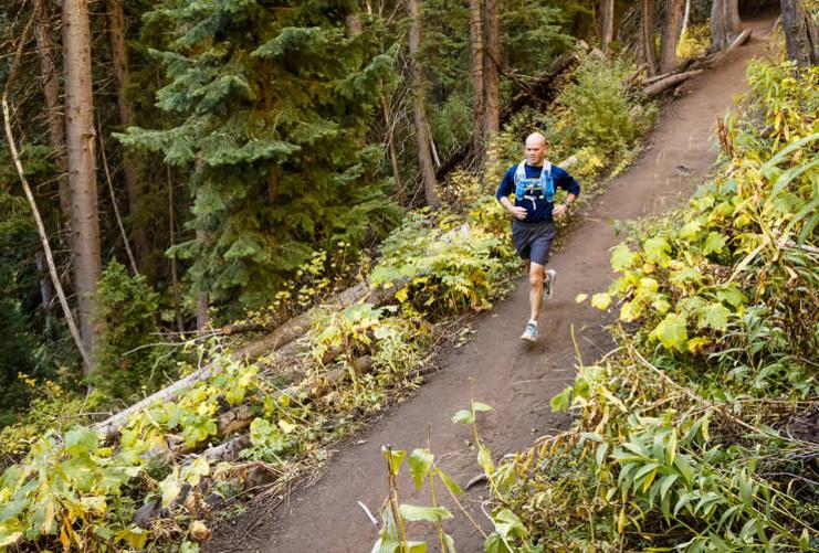 Runner on Trail in Wasatch mountains