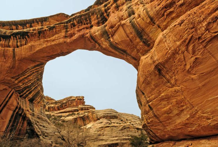 Sandstone arch known as Natural Bridges National Monument