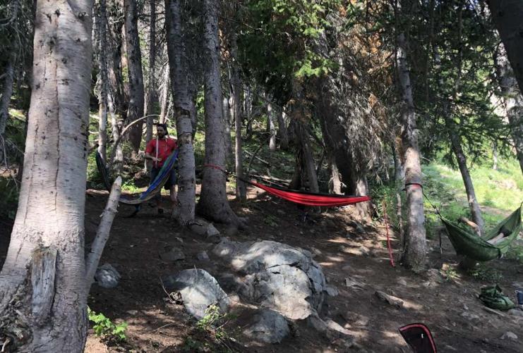 Group of people on Hammocks at Bloods Lake Trail