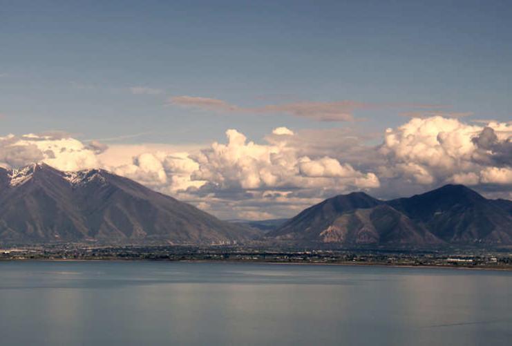 View of the Wasatch Mountains across Utah Lake