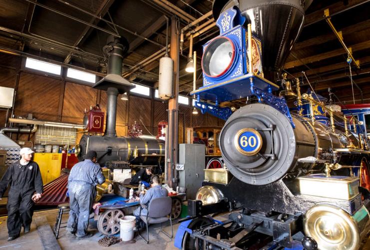 Union Pacific Steam Engines in Workshop