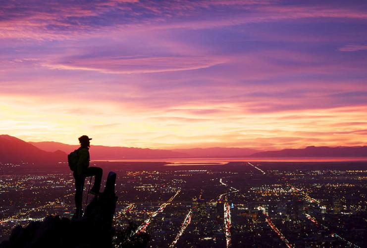 Hiker above Salt Lake