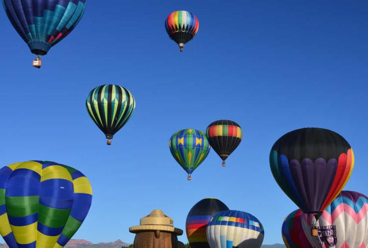 Several hot air balloons in Utah