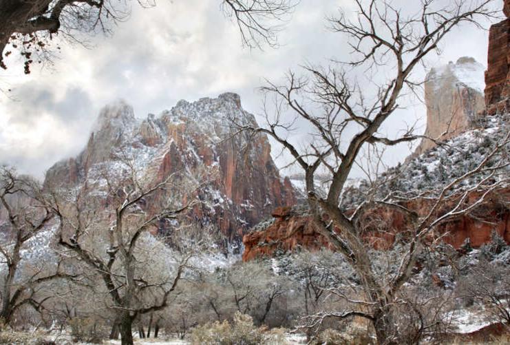 Zion National Park with Snow in the Winter