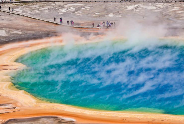 Grand Prismatic Spring in Yellowstone. Image of hot springs in Yellowstone.