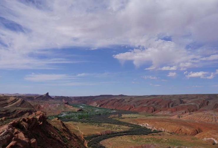 View of river and desert in Bluff Utah