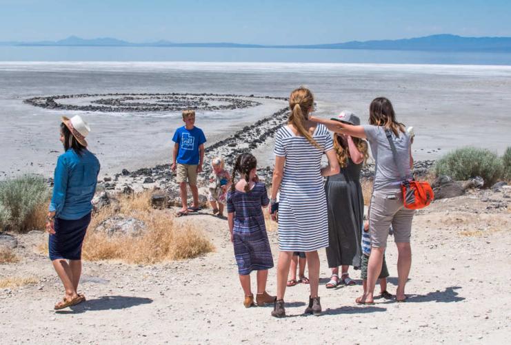 Family Exploring Spiral Jetty