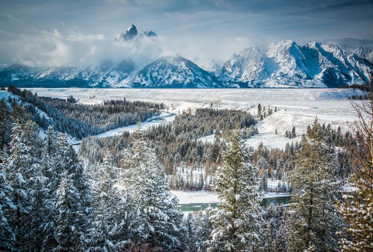 Snowy Grand Tetons Mountains in the winter
