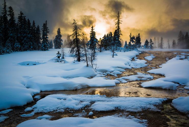 Snowy Yellowstone National Park in the wintertime