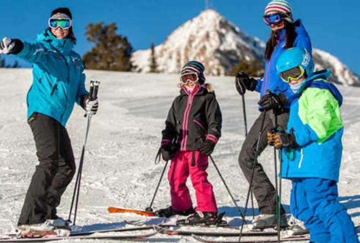 Family of skiers at Snowbasin