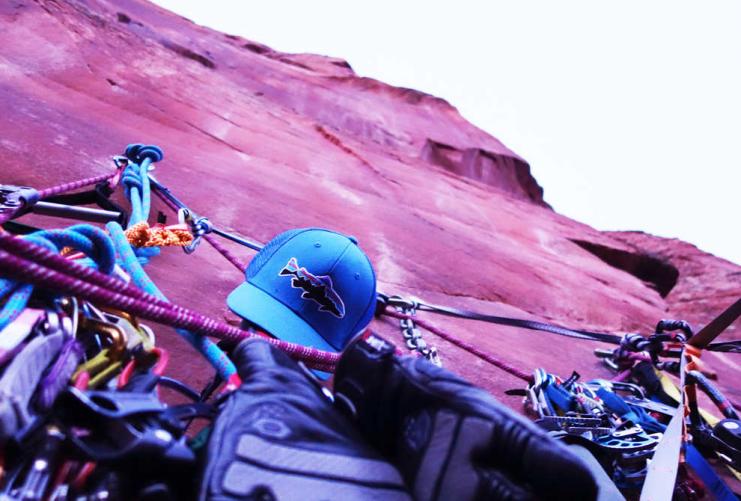 View looking up from portaledge on Moonlight Buttress in Zion National Park