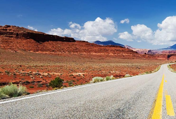 Highway through the desert in Utah