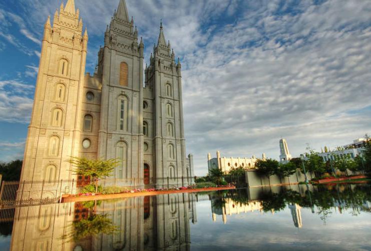 Front of Salt Lake Temple and reflecting pool.