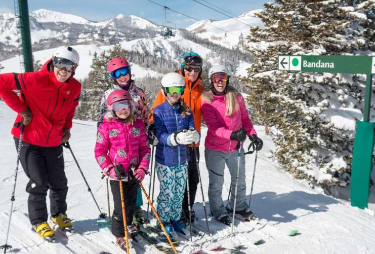 Family of skiers near Bandana Ski Run at Deer Valley Utah