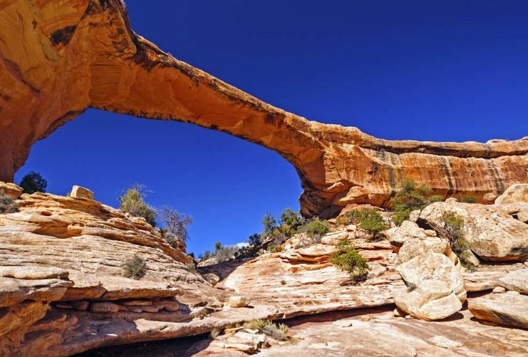 View of Owachomo Bridge at Natural Bridges National Monument near Blanding Utah