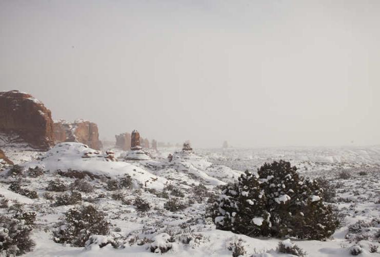 Formations Covered in Snow at Arches