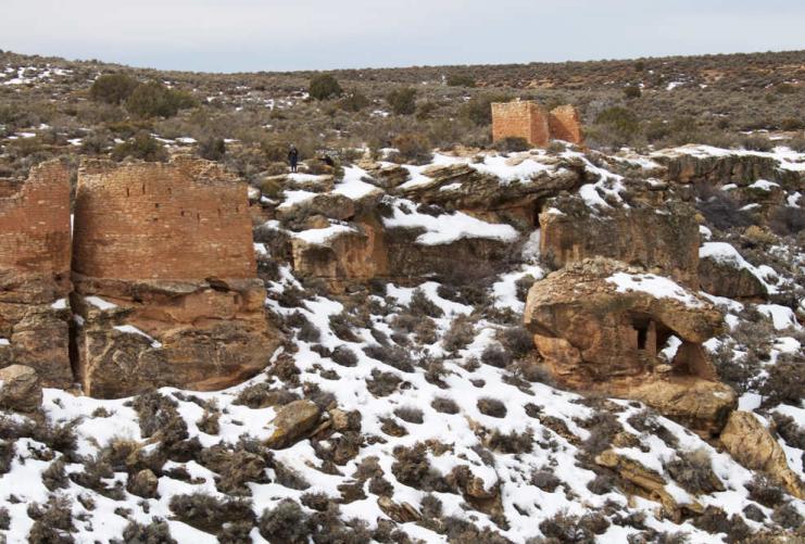 Indian Ruins at Hovenweep in Utah Desert