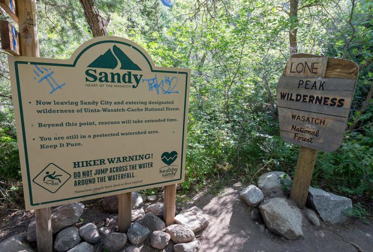 Warning sign in Lone Peak Wilderness
