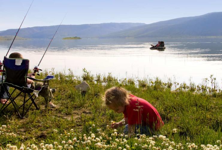 People fishing at Scofield Reservoir