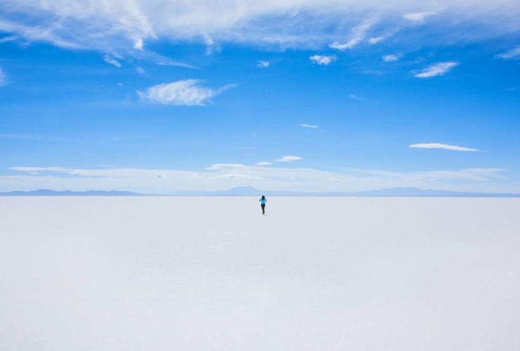Person standing on the Bonneville Salt Flats